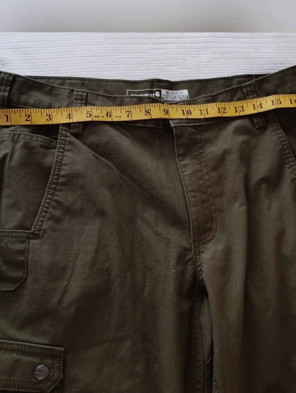 Carhartt Rugged Flex Relaxed Fit Ripstop Cargo Fleece-Lined Work Pant Green . - Picture 4 of 8